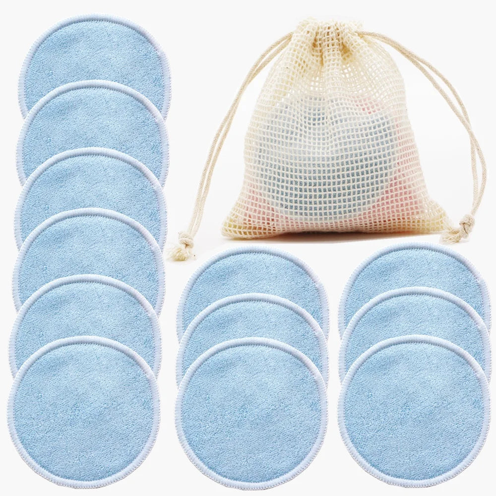 Reusable Bamboo Makeup Remover Pads – Eco-Friendly, Washable & Soft (12pcs + Bag)