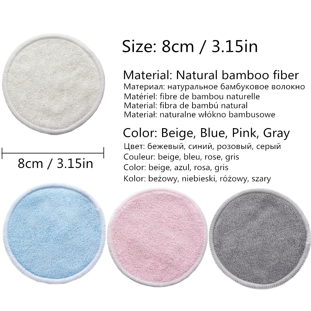Reusable Bamboo Makeup Remover Pads – Eco-Friendly, Washable & Soft (12pcs + Bag)