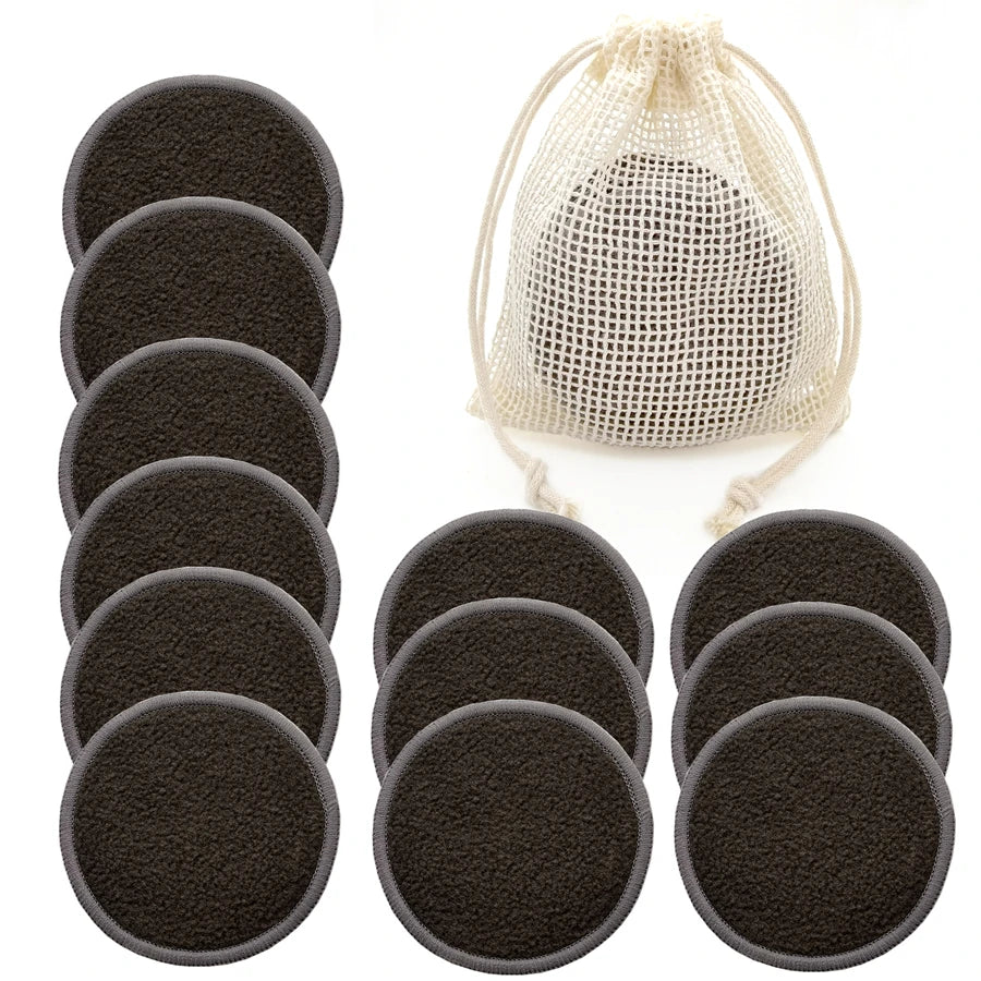 Reusable Bamboo Makeup Remover Pads – Eco-Friendly, Washable & Soft (12pcs + Bag)