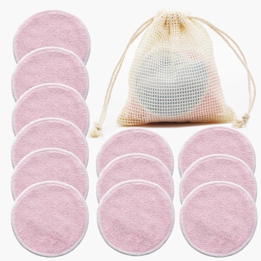 Reusable Bamboo Makeup Remover Pads – Eco-Friendly, Washable & Soft (12pcs + Bag)