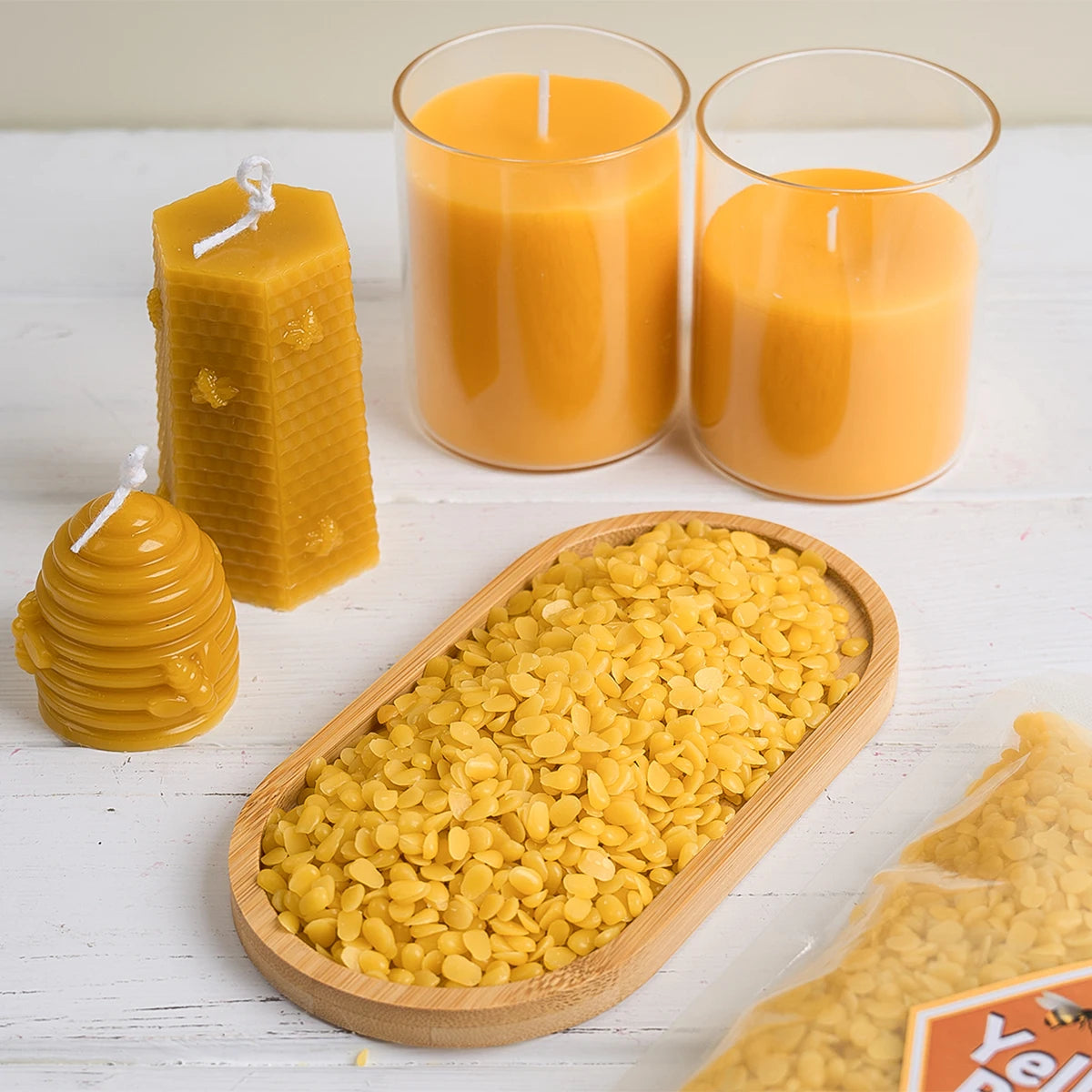Natural Beeswax Pellets – Yellow or White – 1LB | DIY Candle & Skincare Making