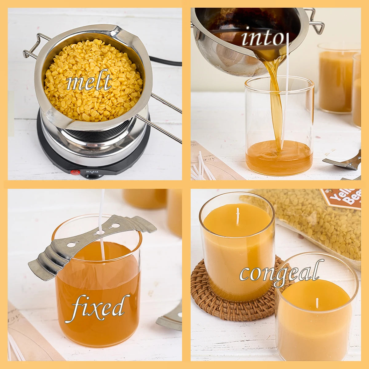 Natural Beeswax Pellets – Yellow or White – 1LB | DIY Candle & Skincare Making