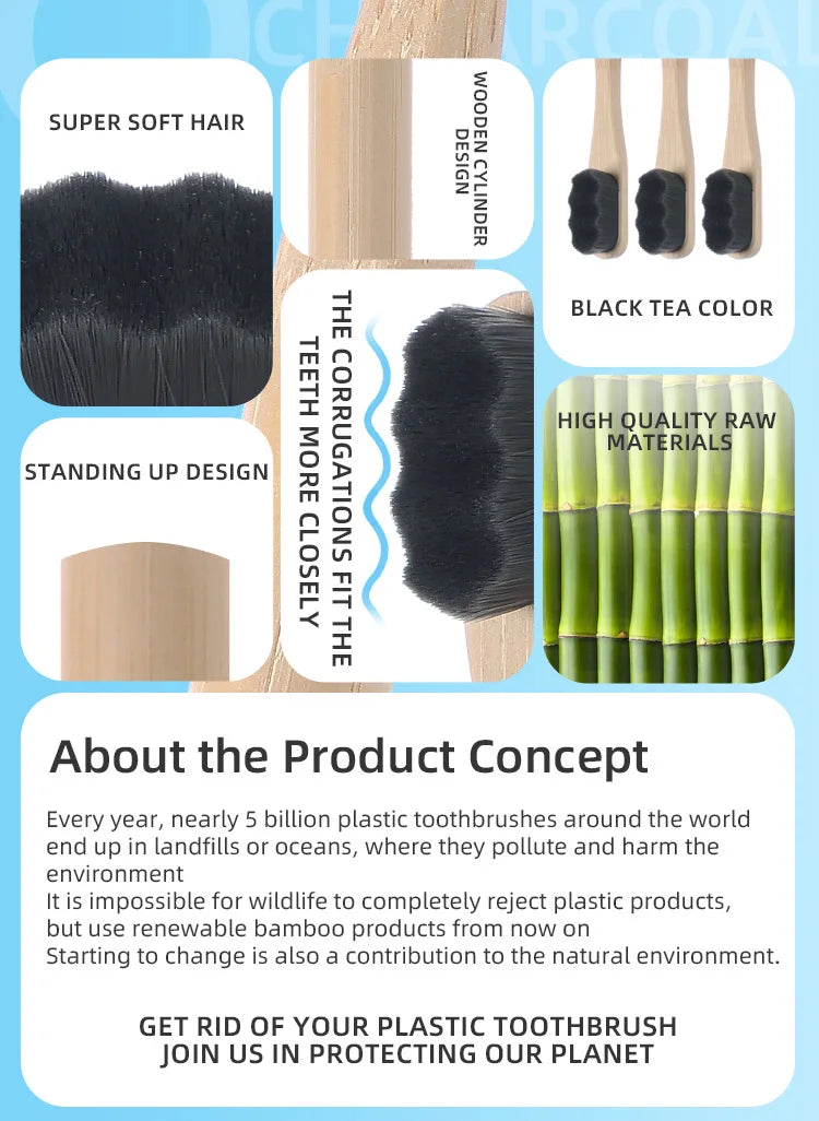 1 or 4pcs Bamboo Toothbrushes – Extra Soft & Eco-Friendly