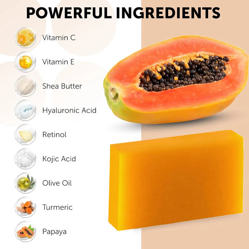 Kojic Acid Papaya Soap – 100g | Whitening, Moisturizing & Deep Cleansing Handmade Soap for Face & Body