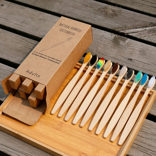 20pcs Bamboo Toothbrush Set – Eco-Friendly, Soft Bristles, Biodegradable