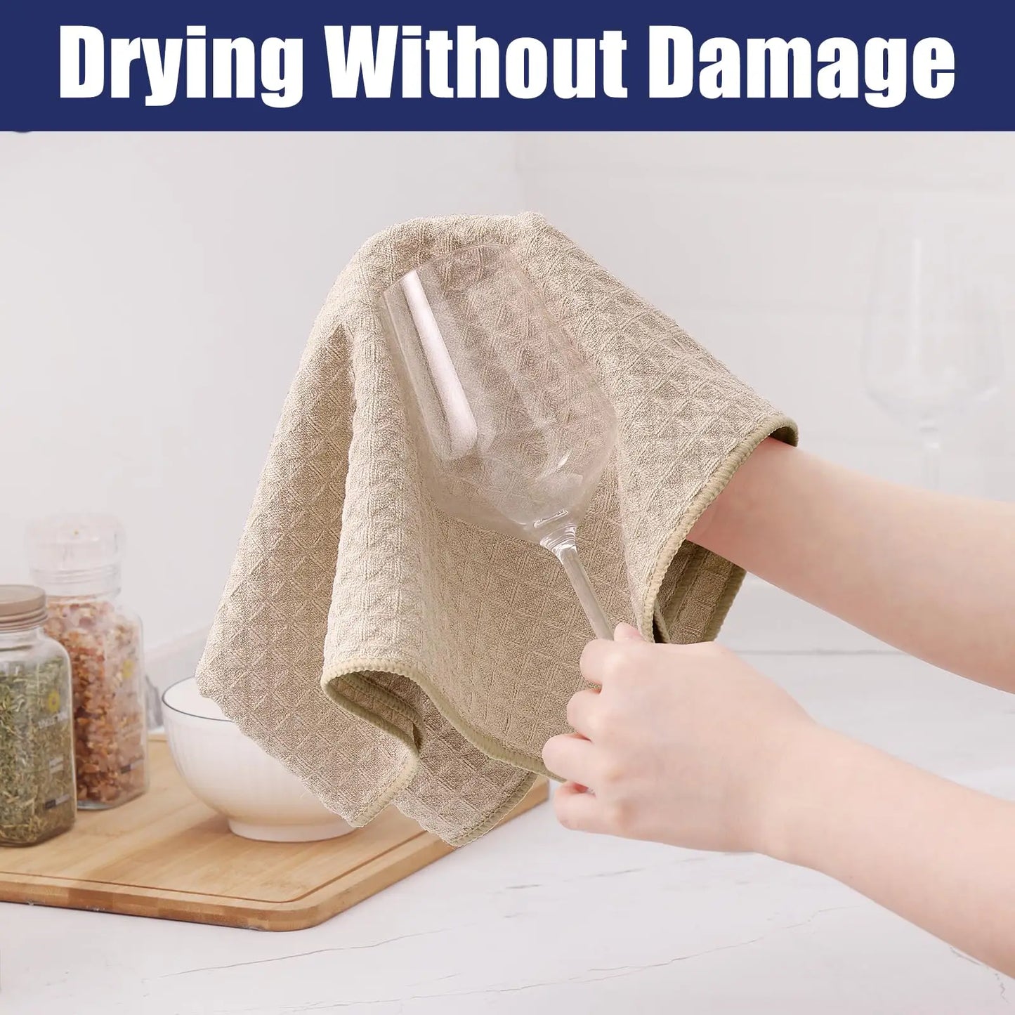 Premium Microfiber Kitchen Towels – Ultra Absorbent Waffle Weave Dish Cloths (4-Pack)
