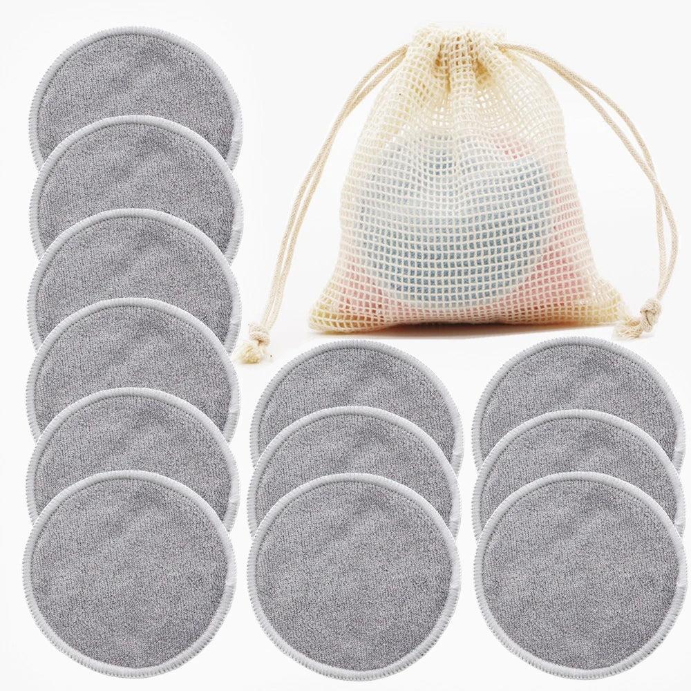 Reusable Bamboo Makeup Remover Pads – Eco-Friendly, Washable & Soft (12pcs + Bag)