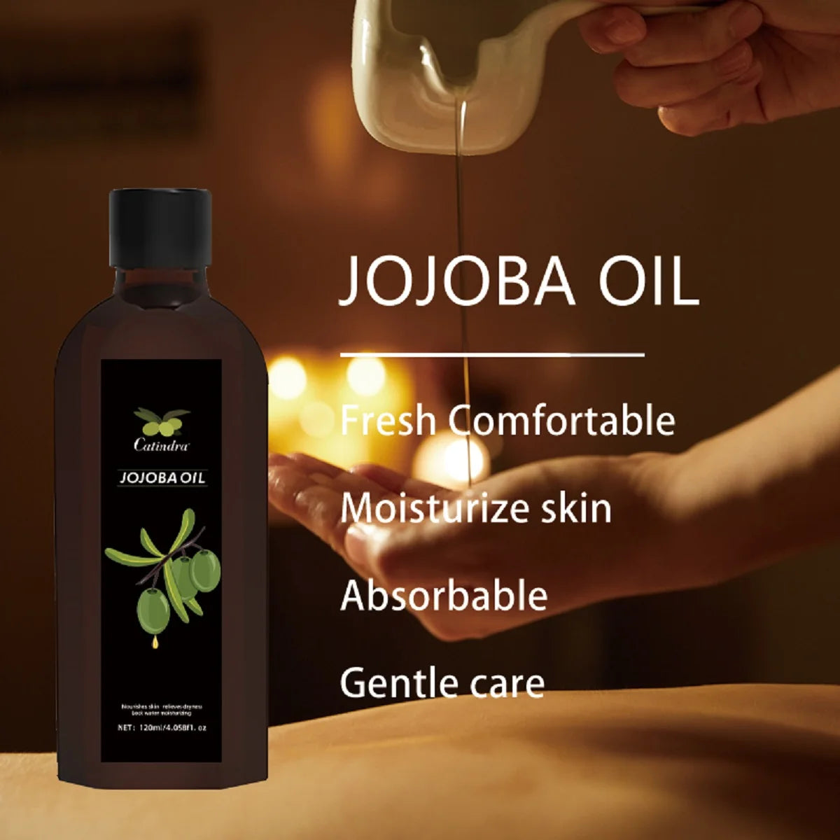Jojoba Oil 120ml – Natural Moisturizing Body & Face Oil | Skin Firming, Massage, SPA Care