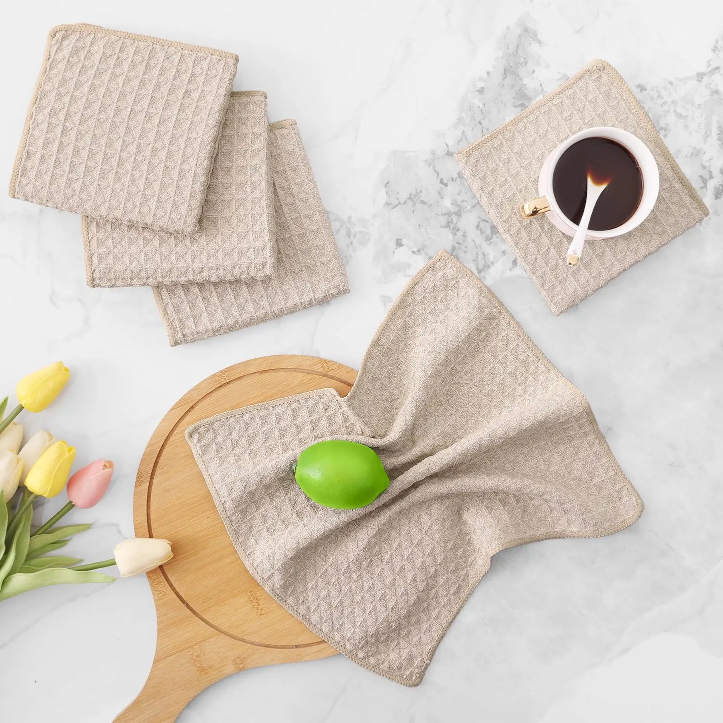 Premium Microfiber Kitchen Towels – Ultra Absorbent Waffle Weave Dish Cloths (4-Pack)