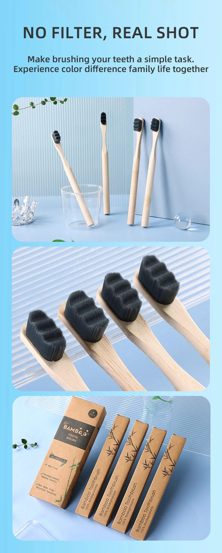 Eco-Friendly Bamboo Toothbrushes (4pcs) – Zero Waste Oral Care