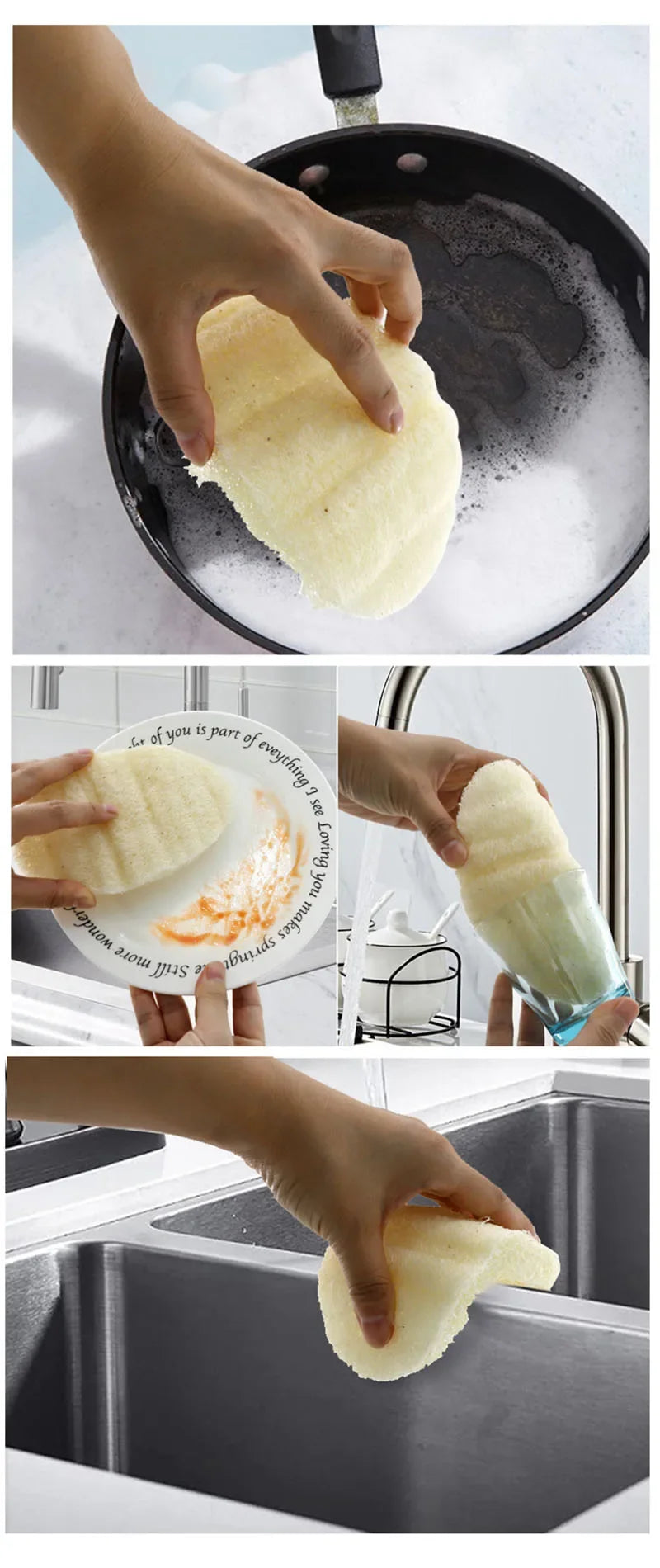 Natural Loofah Sponge – Eco-Friendly Dish Washing & Cleaning Pad (3–10pcs)