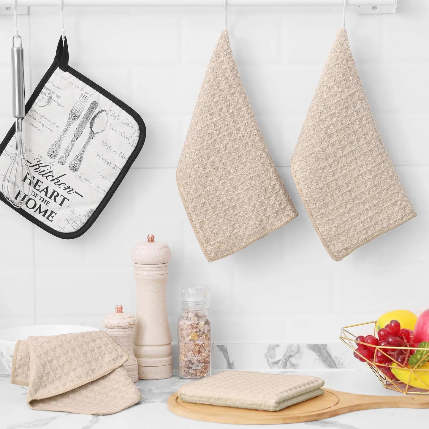 Premium Microfiber Kitchen Towels – Ultra Absorbent Waffle Weave Dish Cloths (4-Pack)