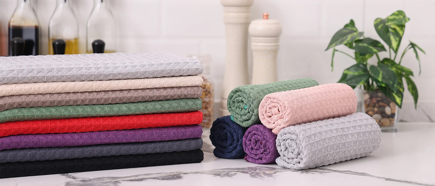 Premium Microfiber Kitchen Towels – Ultra Absorbent Waffle Weave Dish Cloths (4-Pack)