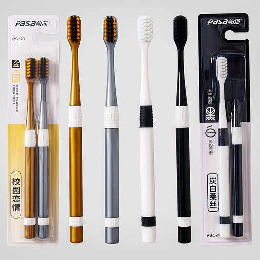 2pcs Bamboo Charcoal Toothbrush Set – Ultra-Soft Bristles for Couples